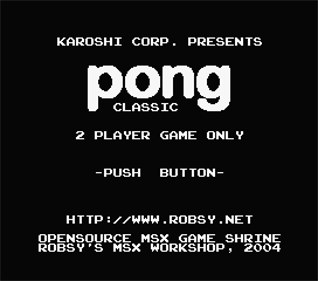 Classic Pong - Screenshot - Game Title Image