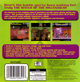 SNK vs. Capcom: The Match of the Millennium - Box - Back Image
