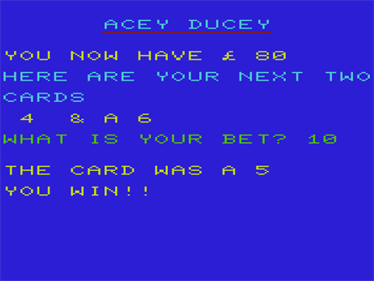 Acey Ducey - Screenshot - Gameplay Image