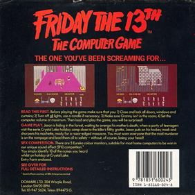 Friday the 13th: The Computer Game - Box - Back Image
