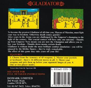 Gladiator  - Box - Back Image