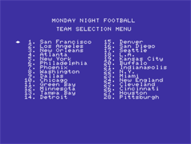 ABC Monday Night Football - Screenshot - Game Select Image
