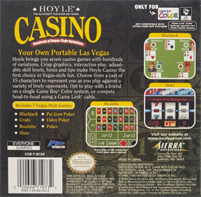 Hoyle Casino - Box - Back Image