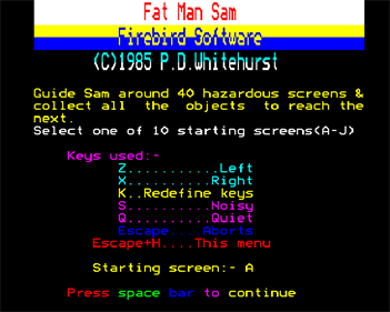 Fat Man Sam - Screenshot - Game Select Image