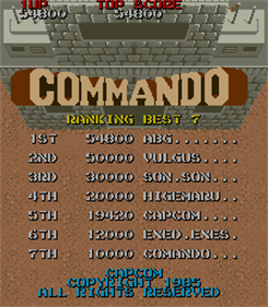 Commando (Capcom) - Screenshot - High Scores Image