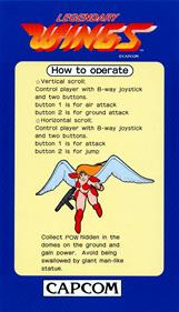 Legendary Wings - Arcade - Controls Information Image