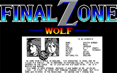 Final Zone Wolf - Screenshot - Game Title Image