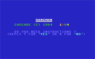 Hangman (Cascade Games) - Screenshot - Game Title Image