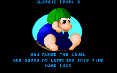 The Lemmings Chronicles - Screenshot - Game Over Image