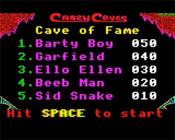 Crazy Caves - Screenshot - High Scores Image