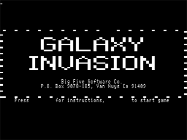 Galaxy Invasion - Screenshot - Game Title Image