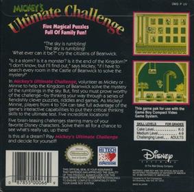 Mickey's Ultimate Challenge - Box - Back Image