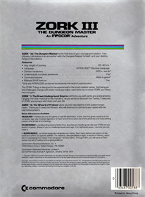 Zork III: The Dungeon Master - Box - Back Image