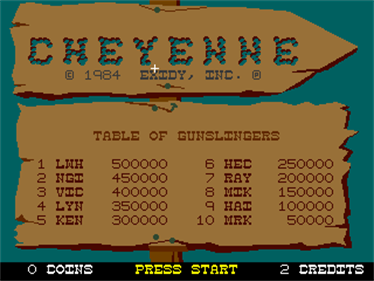 Cheyenne - Screenshot - High Scores