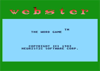 Webster: The Word Game - Screenshot - Game Title Image