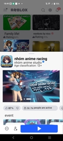 Nhóm anime racing roblox 