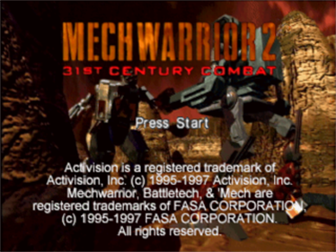 MechWarrior 2: 31st Century Combat - Screenshot - Game Title Image