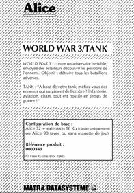 World War 3 / Tank - Box - Back Image
