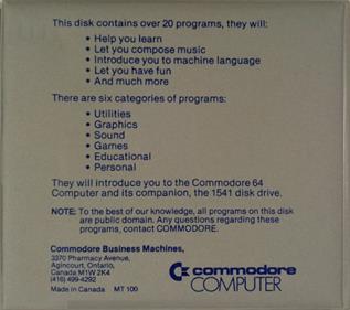 Concentration (Commodore Educational Software) - Box - Back Image