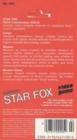 Star Fox - Box - Back Image