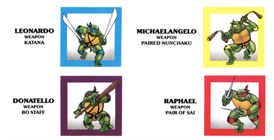 Teenage Mutant Ninja Turtles - Arcade - Controls Information Image