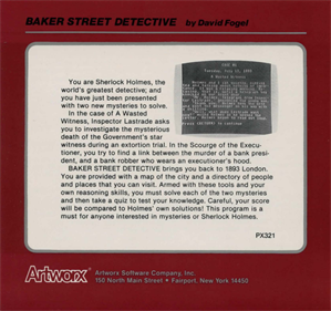 Baker Street Detective: Cases 1 & 2 - Box - Back Image