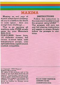 Maxima - Box - Back Image