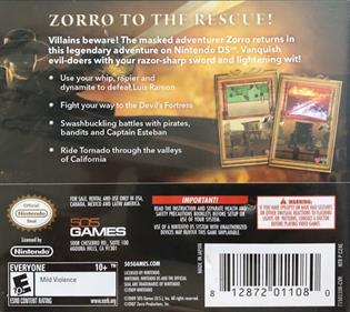 Zorro: Quest for Justice - Box - Back Image