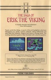 The Saga of Erik the Viking - Box - Back Image