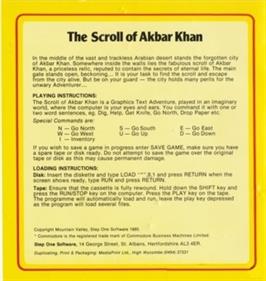 The Scroll of Akbar Khan - Box - Back Image