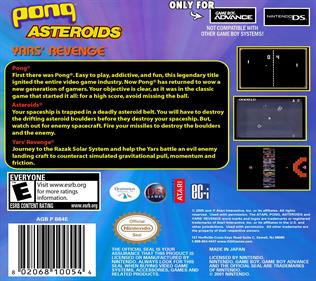 Pong / Asteroids / Yars' Revenge - Box - Back Image