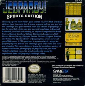 Jeopardy! Sports Edition - Box - Back Image