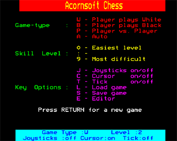Chess (Acornsoft) - Screenshot - Gameplay Image