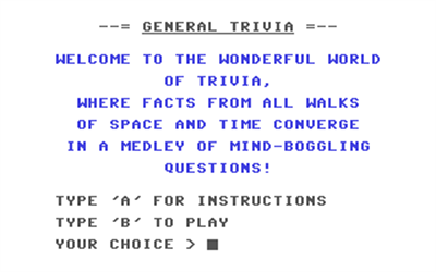 The Game of Trivia: General Trivia - Screenshot - Game Title Image