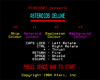 Asteroids Deluxe - Screenshot - Game Select Image