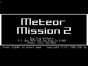 Meteor Mission 2 - Screenshot - Game Title Image