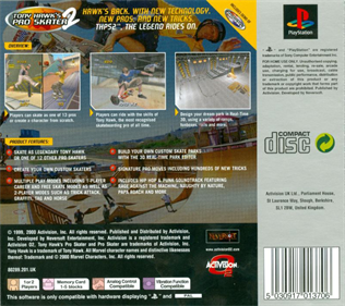 Tony Hawk's Pro Skater 2 - Box - Back Image