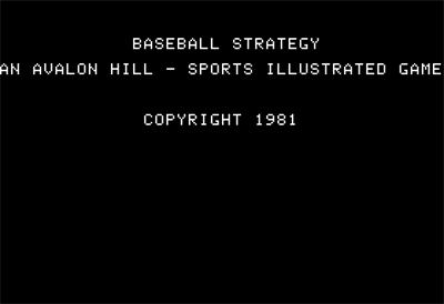 Computer Baseball Strategy - Screenshot - Game Title Image