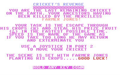 Cricket's Revenge - Screenshot - Game Title Image