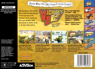 Vigilante 8 - Box - Back Image