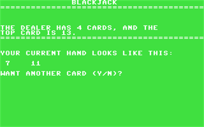 Blackjack (Tab Books Verison 2) - Screenshot - Gameplay Image