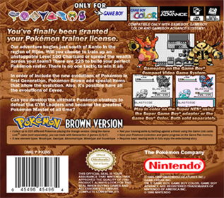 Pokémon Brown Version - Box - Back Image