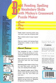 Mickey's Crossword Puzzle Maker - Box - Back Image