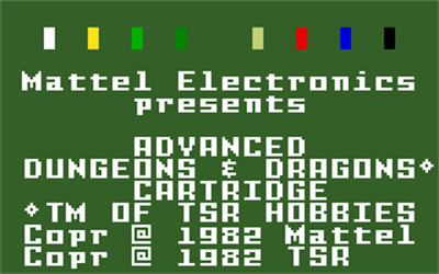 Advanced Dungeons & Dragons: Treasure of Tarmin Cartridge - Screenshot - Game Title Image