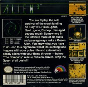 Alien 3 - Box - Back Image