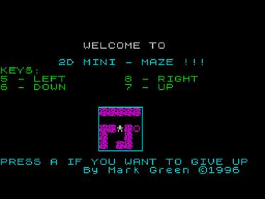 2D Mini-Maze - Screenshot - Game Title Image