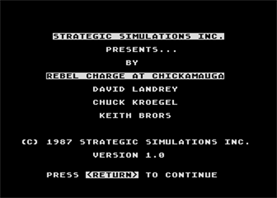 Rebel Charge at Chickamauga - Screenshot - Game Title Image