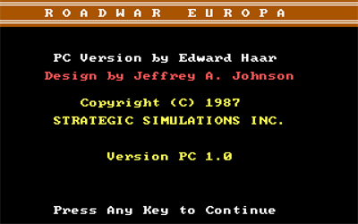 Roadwar Europa - Screenshot - Game Title Image