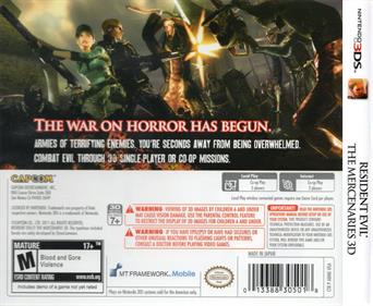 Resident Evil: The Mercenaries 3D - Box - Back Image