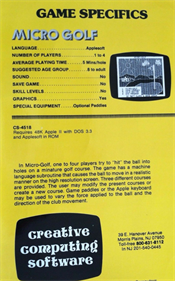 Micro Golf - Box - Back Image